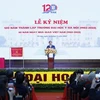 Thủ tướng Phạm Minh Chính phát biểu chúc mừng Trường Đại học Y Hà Nội. (Ảnh: Dương Giang/TTXVN) 