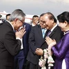 Lễ tiễn Chủ tịch nước Nguyễn Xuân Phúc và phu nhân tại sân bay không quân Hoàng gia Thái Lan, Bangkok sau khi kết thúc tốt đẹp chuyến thăm chính thức Vương quốc Thái Lan và tham dự hội nghị APEC. (Ảnh: Thống Nhất/TTXVN).