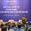 Thứ trưởng Thường trực Bộ Ngoại giao Nguyễn Minh Vũ phát biểu khai mạc hội thảo quốc tế kỷ niệm 40 năm UNCLOS 1982. (Nguồn: Báo Quân đội Nhân dân)