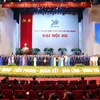 Ban Chấp hành Trung ương Đoàn khoá XII, nhiệm kỳ 2022-2027 ra mắt đại hội. (Ảnh: Phạm Kiên/TTXVN) 