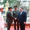 Thủ tướng Phạm Minh Chính đến thăm, chúc Tết cán bộ, chiến sỹ Bộ Tư lệnh Cảnh vệ. (Ảnh: Dương Giang/TTXVN) 