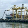 Bốc xếp hàng container tại cảng Tiên Sa. (Ảnh: Trần Lê Lâm/TTXVN) 
