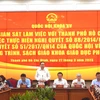 Ủy viên Bộ Chính trị, Phó Chủ tịch Thường trực Quốc hội Trần Thanh Mẫn phát biểu tại buổi làm việc. (Ảnh: Thu Hoài/TTXVN)
