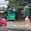 Hiện trường vụ tai nạn giao thông xảy ra tại Ngã 3 La Sơn, Phường Chi Lăng, thành phố Pleiku, tỉnh Gia Lai. (Ảnh: Quang Thái/TTXVN)