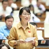 Đại biểu Quốc hội Thành phố Hồ Chí Minh Trần Thị Diệu Thúy đặt câu hỏi chất vấn. (Ảnh: Minh Đức/TTXVN)