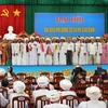 Hội đồng Sư cả Hồi giáo Bàni tỉnh Ninh Thuận nhiệm kỳ 2023-2028 ra mắt đại hội. (Ảnh: Công Thử/TTXVN)