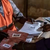 Một cử tri ở Cộng hòa Trung Phi thu thập các lá phiếu cho cuộc trưng cầu dân ý về hiến pháp tại một trường trung học ở Bangui vào ngày 30/7/2023. (Nguồn: AFP)