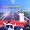 Thủ tướng Phạm Minh Chính phát biểu tại Lễ Khánh thành Cầu Vĩnh Tuy giai đoạn 2. (Ảnh: Dương Giang/TTXVN) 