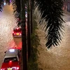 Ngập lụt sau mưa bão ở Hong Kong. (Nguồn: AFP)