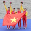 Đội Rowing Việt Nam giành Huy chương Đồng tại Asian Games 19 . (Ảnh: Hoàng Linh/TTXVN) 
