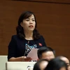 Đại biểu Quốc hội tỉnh Hà Giang Lý Thị Lan phát biểu ý kiến. (Ảnh: Phạm Kiên/TTXVN)