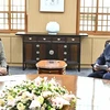 Tổng Giám đốc TTXVN Vũ Việt Trang gặp Bộ trưởng Ngoại giao Hàn Quốc Park Jin. (Ảnh: Yonhap/TTXVN phát) 