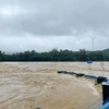 Mưa lớn khiến nước lũ dâng cao nhấn chím cầu Sơn Kỳ, huyện Sơn Hà, tỉnh Quảng Ngãi. (Nguồn: TTXVN) 