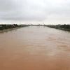 Lũ trên sông Hiếu đã vượt báo động 2 gây ngập lụt ở Quảng Trị. (Ảnh: Nguyên Lý/ TTXVN) 