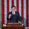 Chủ tịch Hạ viện Mỹ Mike Johnson phát biểu trước Quốc hội ở Washington, DC ngày 25/10/2023. (Nguồn: AFP/TTXVN) 