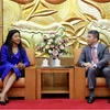 Chủ tịch Liên hiệp các Tổ chức Hữu nghị Việt Nam Phan Anh Sơn tiếp bà Humile Mashatile, Phu nhân Phó Tổng thống Nam Phi Paul Mashatile. (Nguồn: Báo Điện tử Đảng Cộng sản)