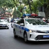 Lực lượng Cảnh sát Giao thông, Công an thành phố Hà Nội ra quân bảo đảm an ninh trật tự trước, trong và sau Tết Nguyên đán Giáp Thìn 2024. (Ảnh: Phạm Kiên/TTXVN)