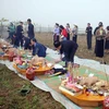 Nghi lễ cúng tại cánh đồng trong Lễ hội Lùng Tùng của dân tộc Thái ở Than Uyên, tỉnh Lai Châu. (Ảnh: Quý Trung/ TTXVN)