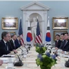 Ngoại trưởng Hàn Quốc Cho Tae-yul hội đàm với Ngoại trưởng Mỹ Antony Blinken. (Nguồn: AP/Yonhap)
