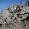 Một tòa nhà bị phá hủy sau cuộc không kích của Israel xuống Dải Gaza ngày 1/3/2024. (Ảnh: THX/TTXVN) 