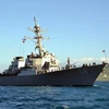 Tàu khu trục USS Laboon của Mỹ di chuyển qua Kênh đào Suez, ngày 6/1/2024. (Ảnh: AFP/TTXVN)