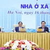 Thủ tướng Phạm Minh Chính chủ trì Hội nghị tháo gỡ khó khăn, thúc đẩy phát triển nhà ở xã hội. (Ảnh: Dương Giang/TTXVN)