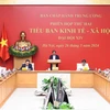 Thủ tướng Phạm Minh Chính, Trưởng Tiểu ban Kinh tế-Xã hội Đại hội đại biểu toàn quốc lần thứ XIV của Đảng, chủ trì phiên họp thứ hai của Tiểu ban. (Ảnh: Dương Giang/TTXVN)
