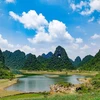 Núi Mắt thần trong Công viên địa chất toàn cầu non nước Cao Bằng. (Ảnh: TTXVN phát)