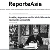 Ảnh chụp màn hình tờ Reporte Asia của Argentina đăng bài viết ca ngợi Chủ tịch Hồ Chí Minh, nhân kỷ niệm 134 năm ngày sinh của Người (Ảnh: Diệu Hương/TTXVN)