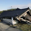 Ngôi nhà bị phá hủy sau trận động đất tại Shika, tỉnh Ishikawa, Nhật Bản, ngày 2/1/2024. (Ảnh: Kyodo/TTXVN)