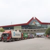 Các phương tiện xuất nhập khẩu hàng hóa chờ thông quan tại cửa khẩu quốc tế Hữu Nghị (Lạng Sơn). (Ảnh: Quang Duy/TTXVN)