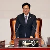 Ông Woo Won-shik phát biểu sau khi được bầu làm Chủ tịch Quốc hội Hàn Quốc khóa XXII trong phiên họp toàn thể đầu tiên ở Seoul ngày 5/6/2024. (Ảnh: Yonhap/TTXVN)