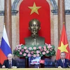 Chủ tịch nước Tô Lâm và Tổng thống Liên bang Nga Vladimir Putin tại cuộc họp báo chung. (Ảnh: Nhan Sáng/TTXVN)