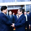 Thủ tướng Phạm Minh Chính hội kiến Chủ tịch Quốc hội Hàn Quốc Woo Won-shik. (Ảnh: Dương Giang/TTXVN)