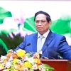 Thủ tướng Phạm Minh Chính phát biểu tại Hội nghị Quân chính Toàn quân 6 tháng đầu năm 2024. (Ảnh: Dương Giang/TTXVN)