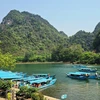 Bến thuyền Trung tâm Du lịch Phong Nha-Kẻ Bàng (Quảng Bình) tấp nập các hoạt động đón tiếp du khách đến tham quan. (Ảnh: TTXVN phát)