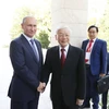 Tổng thống Vladimir Putin đón Tổng Bí thư Nguyễn Phú Trọng thăm chính thức Liên bang Nga (6/9/2018). (Ảnh: Trí Dũng/TTXVN)