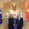 Chủ tịch Quốc hội Trần Thanh Mẫn tiếp Chủ tịch Thượng viện Australia Sue Lines. (Ảnh: Văn Điệp/TTXVN)