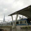 Đoàn tàu đầu tiên của tuyến Metro số 1 (Bến Thành-Suối Tiên) chạy thử nghiệm. (Ảnh: Thanh Vũ/TTXVN)