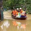 Mực nước Sông Hồng đang lên rất nhanh. (Ảnh: Minh Quyết/TTXVN)