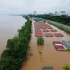 Mực nước sông Mekong ngày 13/9 tại công viên Donchan, thủ đô Vientiane của Lào. (Ảnh: Đỗ Bá Thành/TTXVN)