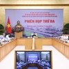 Phó Thủ tướng Trần Hồng Hà chủ trì phiên họp thứ 3 Ban chỉ đạo tiến độ triển khai các công trình, dự án đường sắt đô thị thành phố Hà Nội, Thành phố Hồ Chí Minh. (Ảnh: Văn Điệp/TTXVN)