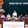 Phó Thủ tướng Thường trực Chính phủ Nguyễn Hòa Bình phát biểu chỉ đạo tại buổi làm việc với lãnh đạo thành phố Hải Phòng. (Ảnh: Phạm Kiên/TTXVN)