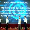 Phó Chủ tịch Ủy ban Nhân dân tỉnh Yên Bái Ngô Hạnh Phúc cùng các đại biểu khởi động, triển khai các tiện ích giáo dục thông minh, không dùng tiền mặt cho các đối tượng chính sách trên địa bàn tỉnh. (Ảnh: TTXVN phát)