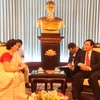 Ông Vương Đình Huệ, Trưởng Ban Kinh tế Trung ương tiếp bà Preeti Saran, Đại sứ Ấn Độ tại Việt Nam. (Ảnh: Thanh Liêm)