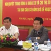 Đồng chí Võ Văn Thưởng, Trưởng Ban Tuyên giáo Trung ương, làm việc với Ban cán sự Đảng Bộ Kế hoạch và Đầu tư, ngày 18/10. (Ảnh: PV/Vietnam+)