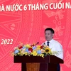 Bộ trưởng Bộ Tài chính Hồ Đức Phớc phát biểu tại Hội nghị Sơ kết công tác Tài chính-Ngân sách nhà nước 6 tháng đầu năm 2022, ngày 7/7. (Ảnh: Vietnam+)