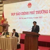 Bộ trưởng, Chủ nhiệm Văn phòng Chính phủ Trần Văn Sơn phát biểu tại buổi họp báo Chính phủ thường kỳ tháng 11/2022. (Ảnh: Vietnam+)
