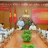 Ủy viên Bộ Chính trị, Trưởng Ban Kinh tế Trung ương, Trưởng ban chỉ đạo Trần Tuấn Anh làm việc với Ban Thường vụ Tỉnh ủy Bà Rịa-Vũng Tàu, ngày 6/4. (Ảnh: CTV/Vietnam+)