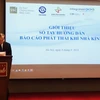 Lễ ra mắt Sổ tay Hướng dẫn Báo cáo Phát thải Khí nhà kính do Ủy Ban Chứng khoán Nhà nước phối hợp với Tổ chức Tài Chính Quốc tế tổ chức, ngày 8/8. (Ảnh: PV/Vietnam+)